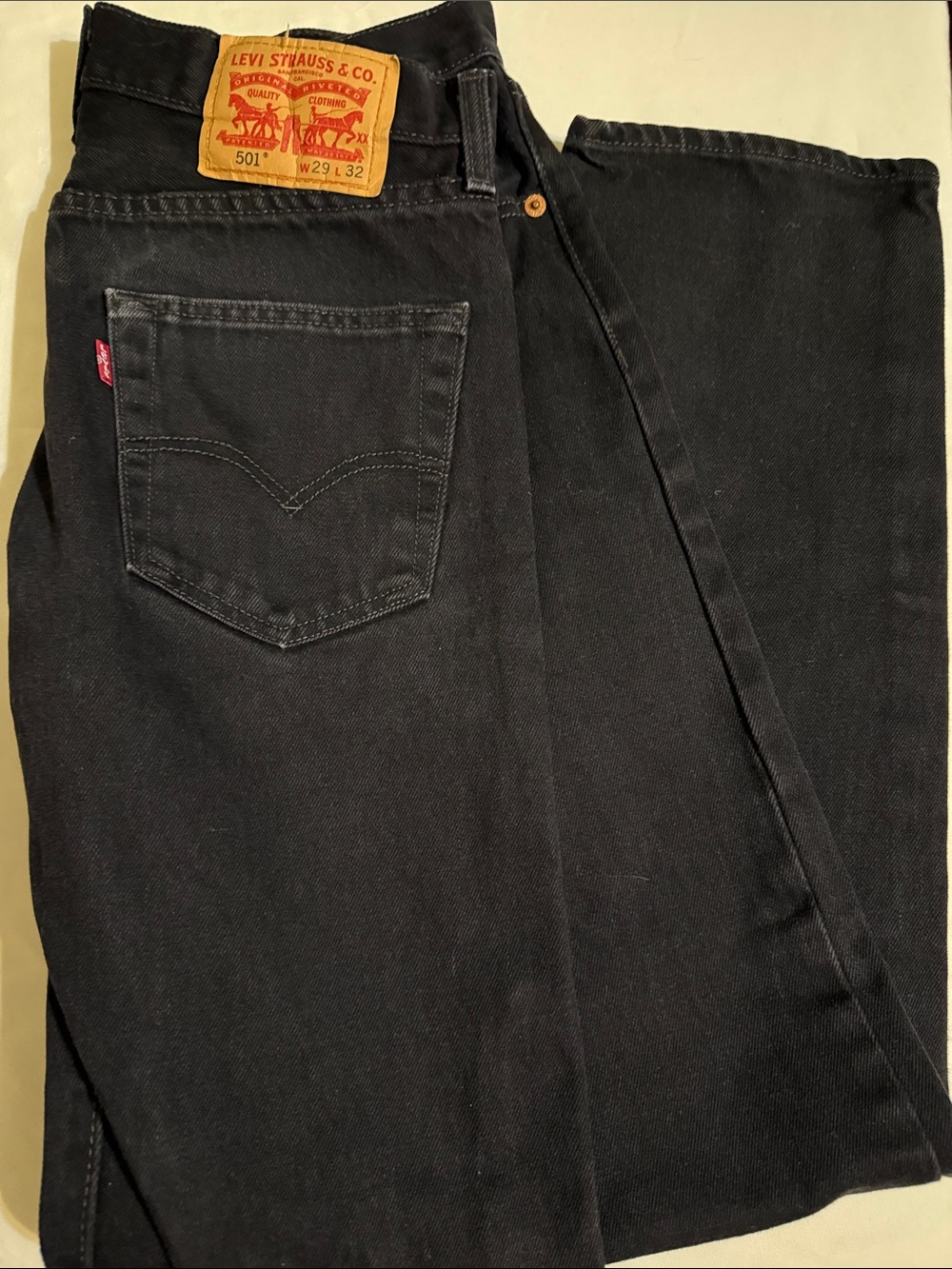 Size 29 x 32 Levi's Black Straight-Leg 501 Men's Jeans